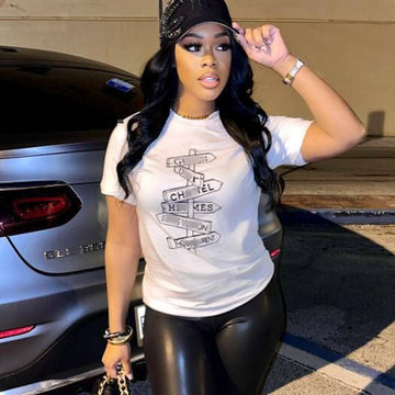 GX059M woman tops fashionable printing plus size summer graphic designer t shirts for women brand t shirt